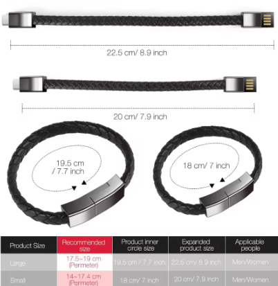 Manillas Cuero USB Cargador