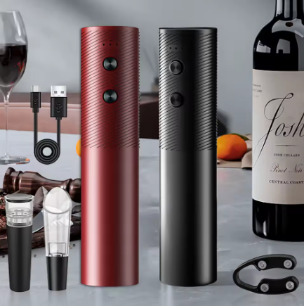 Juego de abridor de botellas de vino eléctrico recargable.