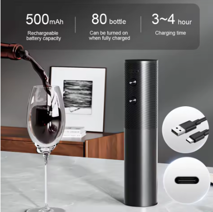 Juego de abridor de botellas de vino eléctrico recargable.