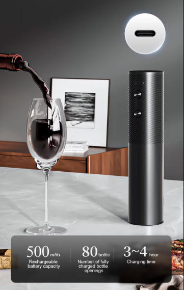 Juego de abridor de botellas de vino eléctrico recargable.